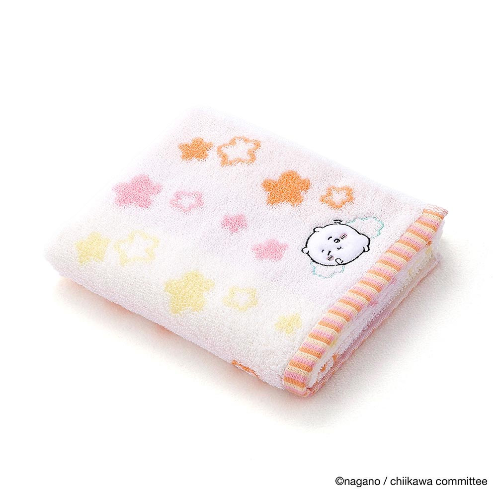 吉伊卡哇 面巾（流行明星 橙色） ちいかわ フェイスタオル（ポップスター オレンジ）