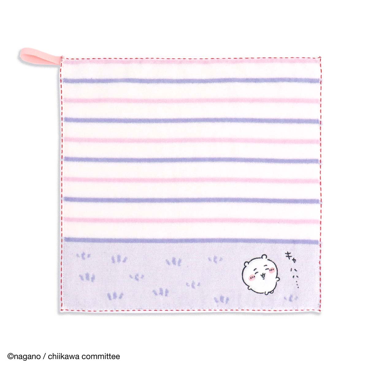 吉伊卡哇 帶環洗臉毛巾（草地 紫色） ちいかわ ループ付きウォッシュタオル（はらっぱ パープル）