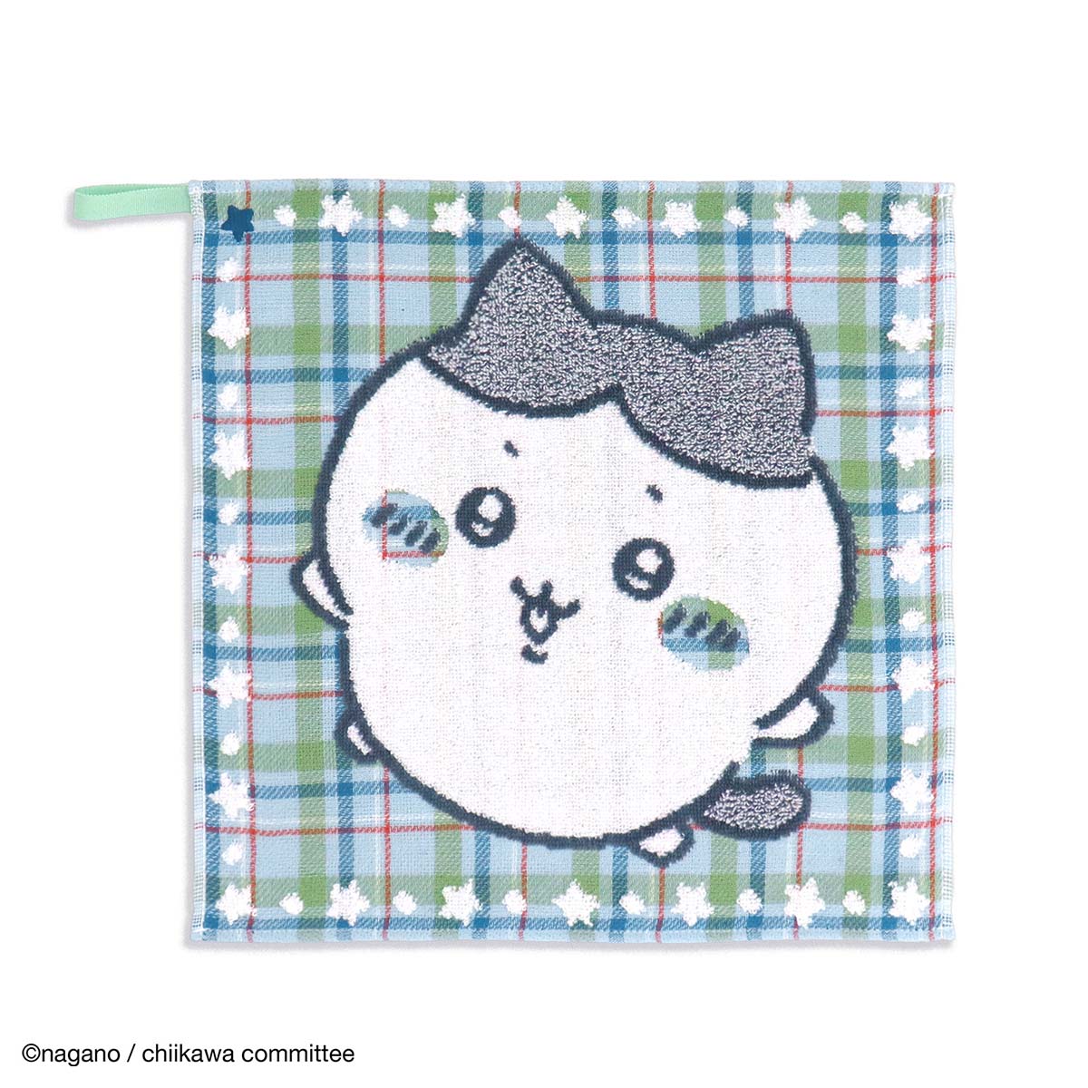 吉伊卡哇 帶環洗臉毛巾（彩色格紋 藍色） ちいかわ ループ付きウォッシュタオル（カラフルチェック ブルー）