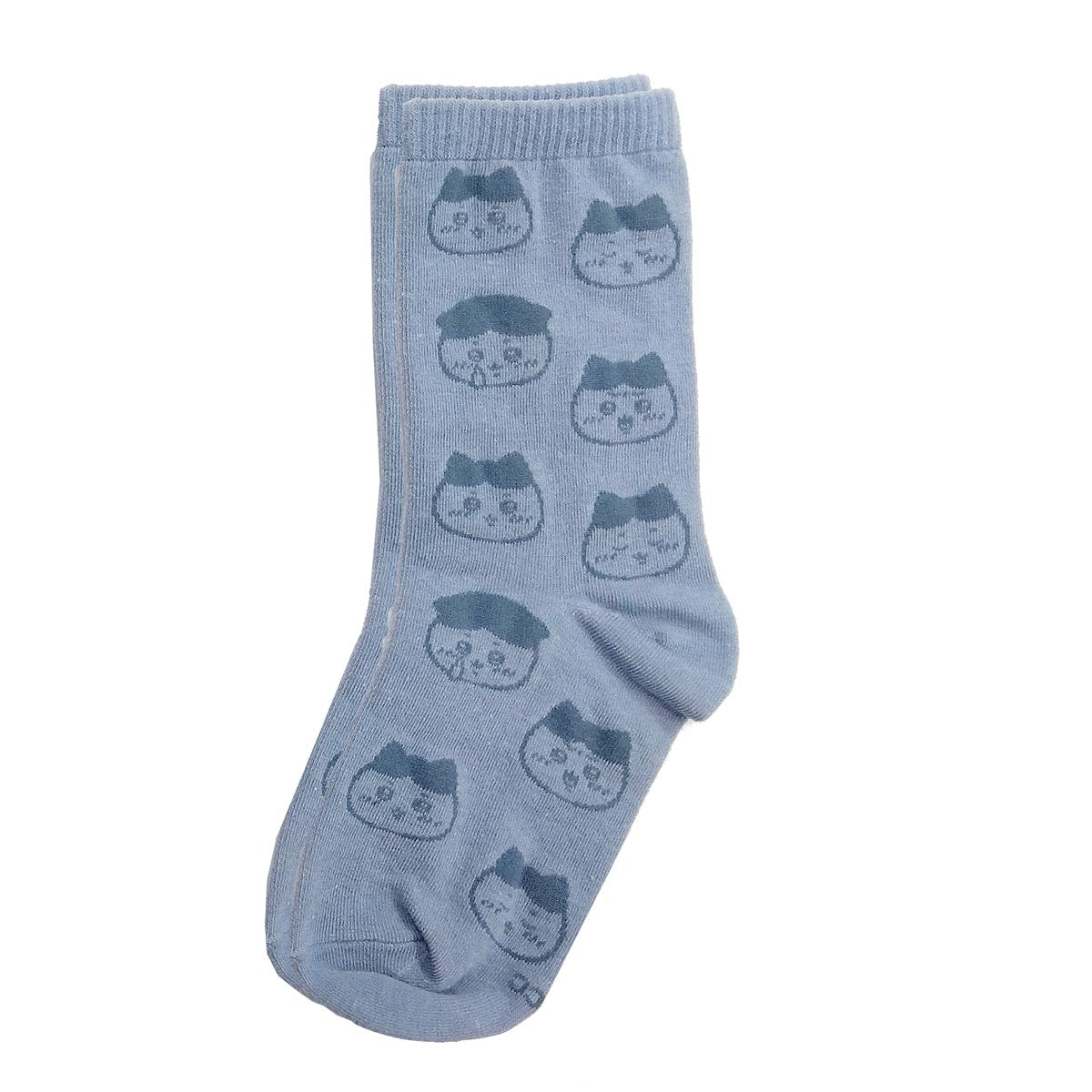 吉伊卡哇 中筒襪（小八貓臉部總圖案）兒童款 ちいかわ クルーソックス（ハチワレ顔総柄） キッズ用