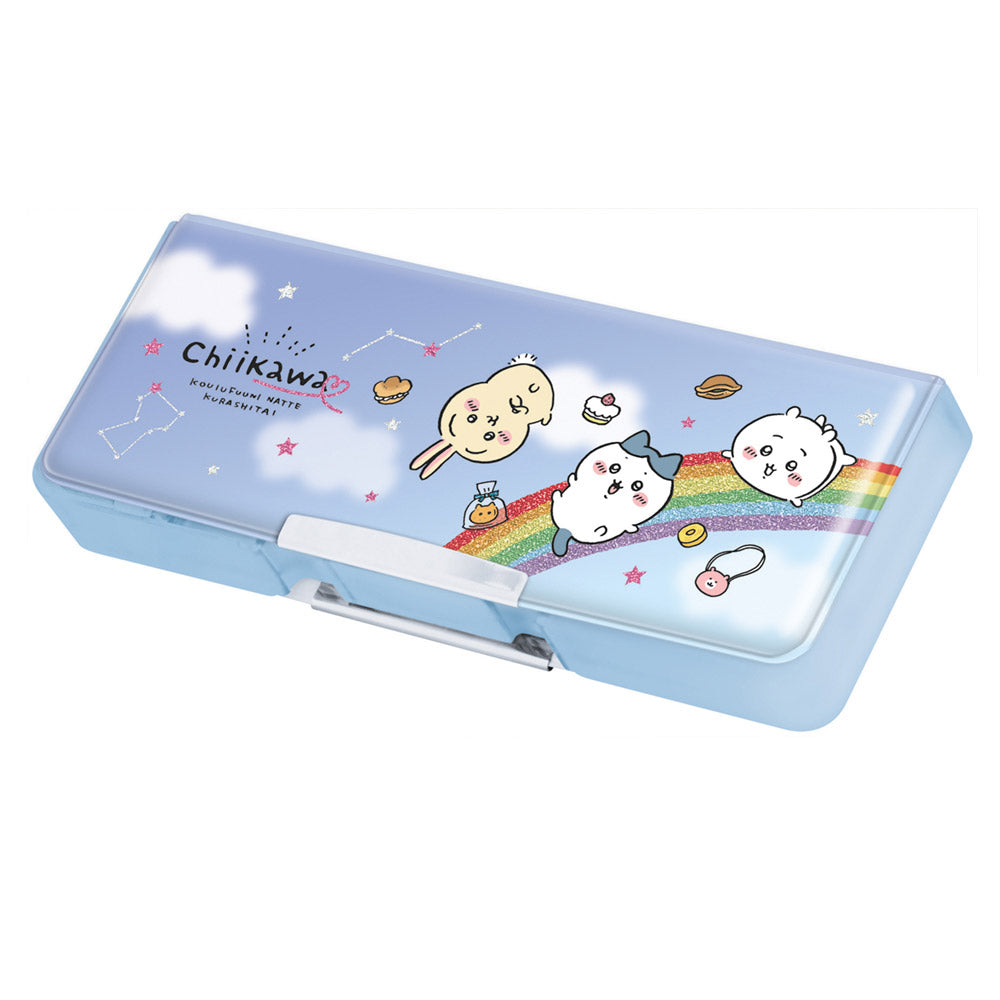 吉伊卡哇 緊湊型雙面開放筆袋（藍色） ちいかわ コンパクト両面開きペンケース（ブルー）