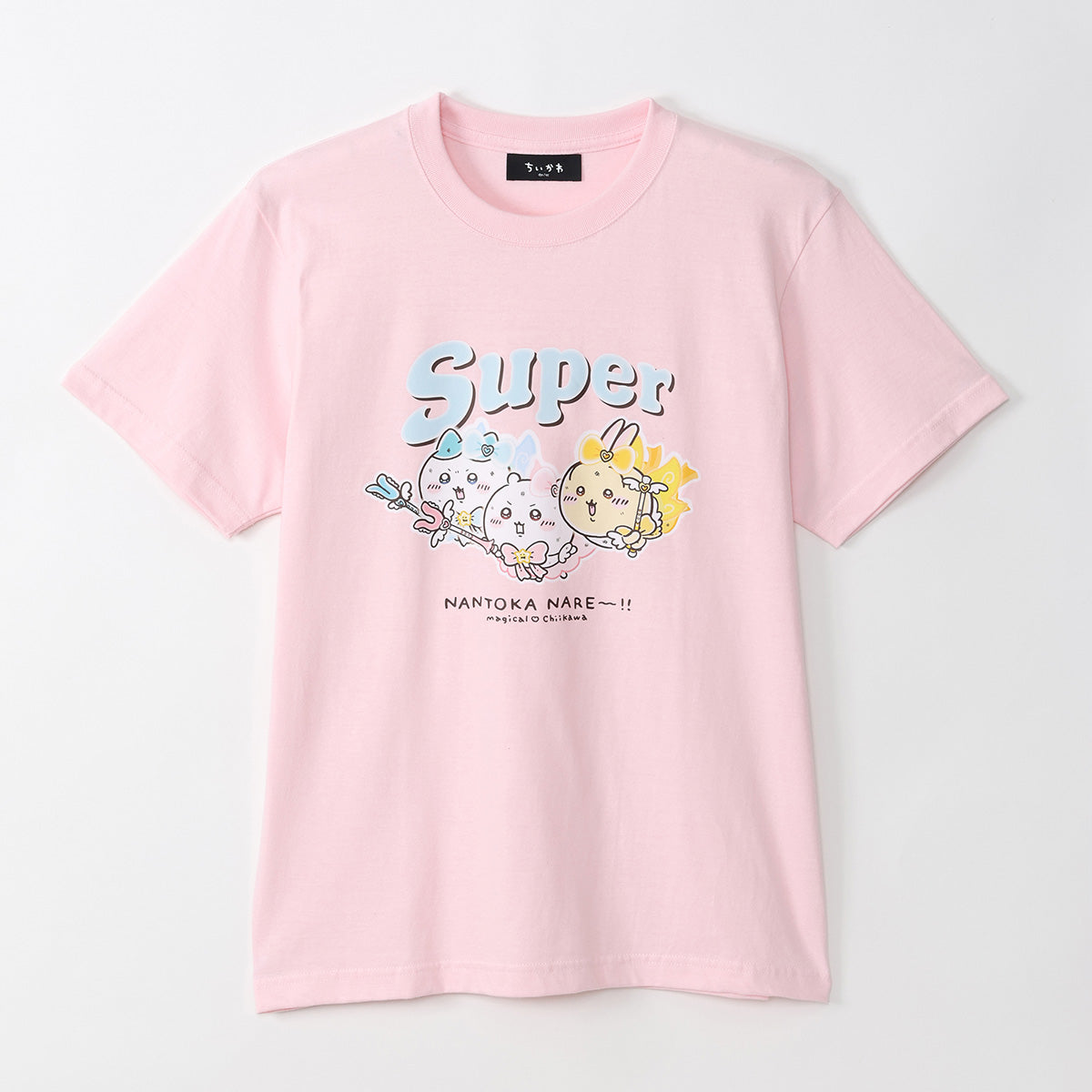 吉伊卡哇 超魔法吉伊卡哇 大T恤 Super Shot！？ 白色 ちいかわ 超まじかるちいかわ Tシャツ Super NANTOKA NARE～！！ ベビーピンク