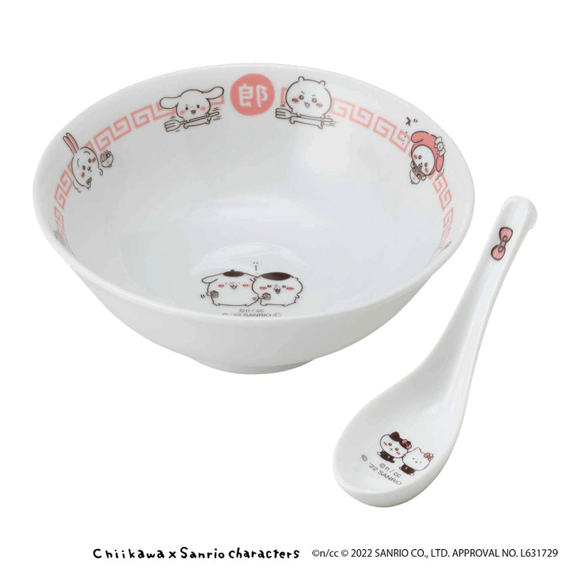 吉伊卡哇×三麗鷗角色 拉麵碗＆湯匙組 ちいかわ×サンリオキャラクターズ ラーメンどんぶり＆レンゲセット
