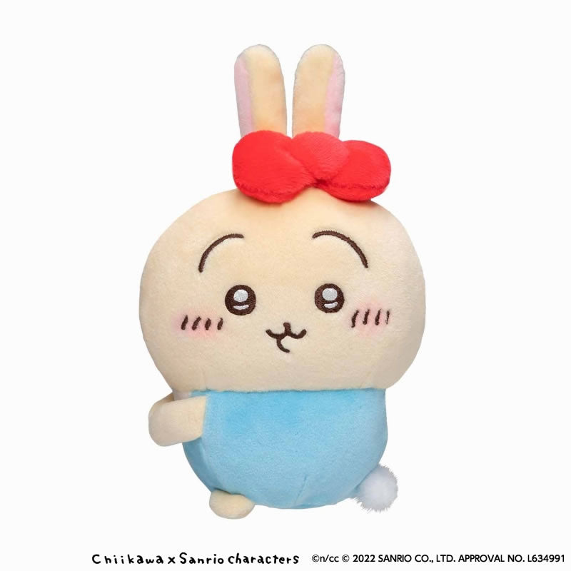 吉伊卡哇×三麗鷗角色 手持型吊飾（兔子・哈囉凱蒂） ちいかわ×サンリオキャラクターズ 持ちますマスコット（うさぎ・ハローキティ）