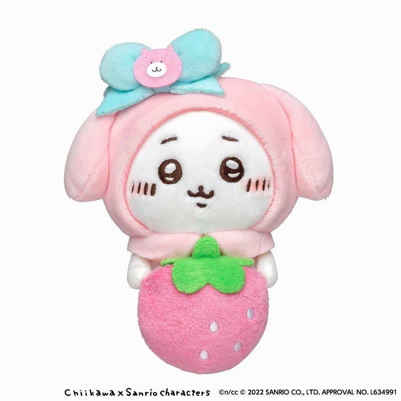 吉伊卡哇×三麗鷗角色 桌面守護掛勾玩偶（吉伊卡哇・美乐蒂） ちいかわ×サンリオキャラクターズ デスクトップから見守るひっかけぬいぐるみ（ちいかわ・マイメロディ）