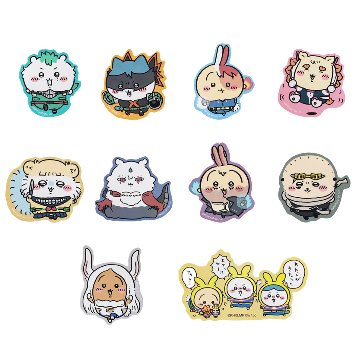 吉伊卡哇 × 我的英雄學院 可貼於手機的大小貼紙收藏（全10種） 僕のヒーローアカデミア×ちいかわ スマホに貼れるサイズのステッカーコレクション（全10種）