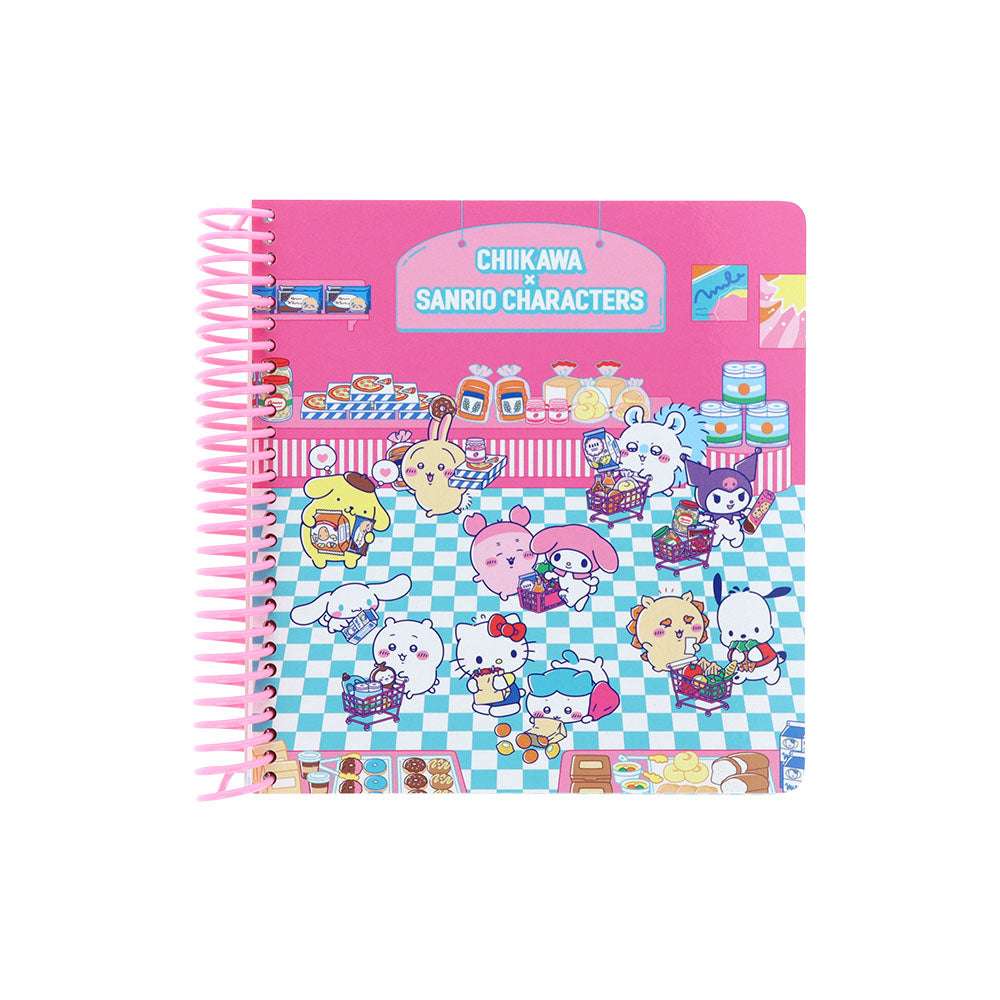 吉伊卡哇 × 三麗鷗角色 方形線圈本 (粉紅色) ちいかわ×サンリオキャラクターズ スーパーマーケットなスクエアリングノート（ピンク）