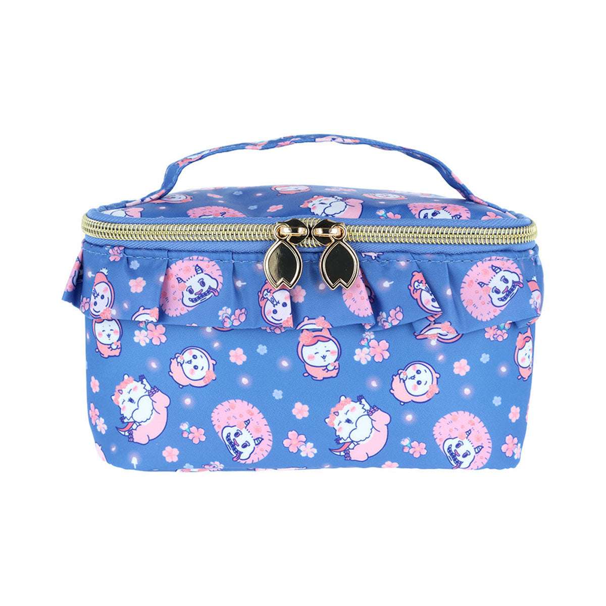 吉伊卡哇 荷葉邊手提化妝包 (Sakura Pink·夜櫻) ちいかわ フリルバニティポーチ（Sakura Pink・ヨザクラ）