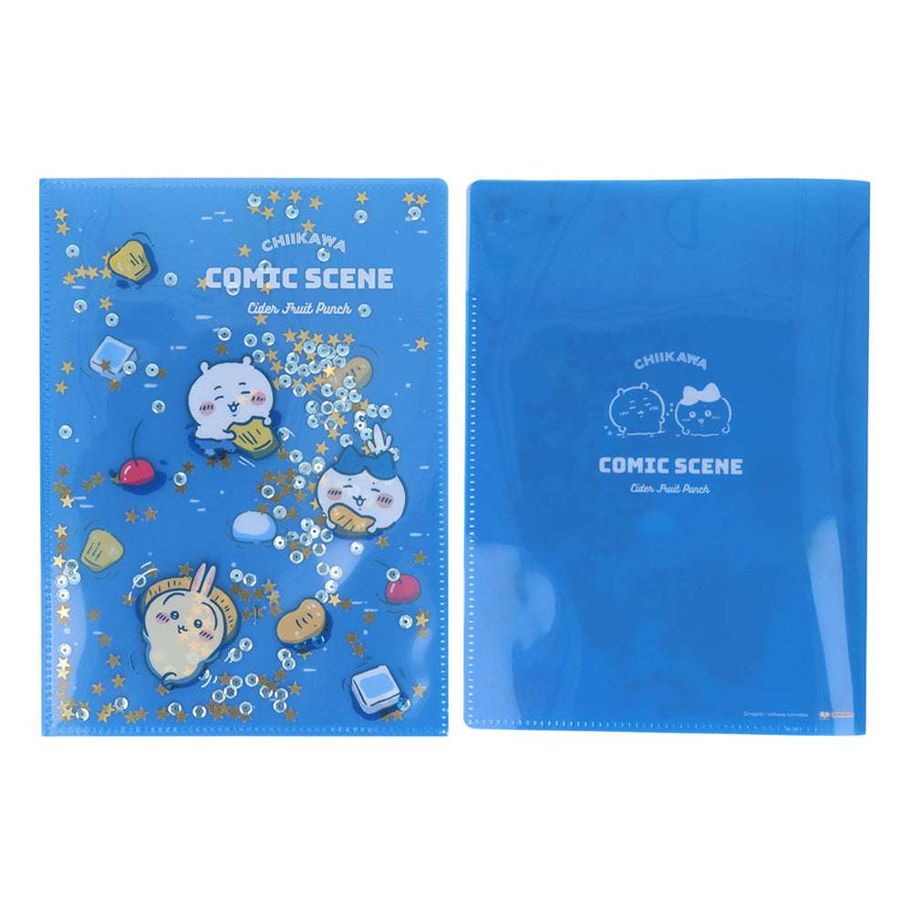 吉伊卡哇 閃片透明文件夾 A5W（水果冰·夜晚） ちいかわ スパンコール入クリアファイルA5W（フルーツポンチ・夜）