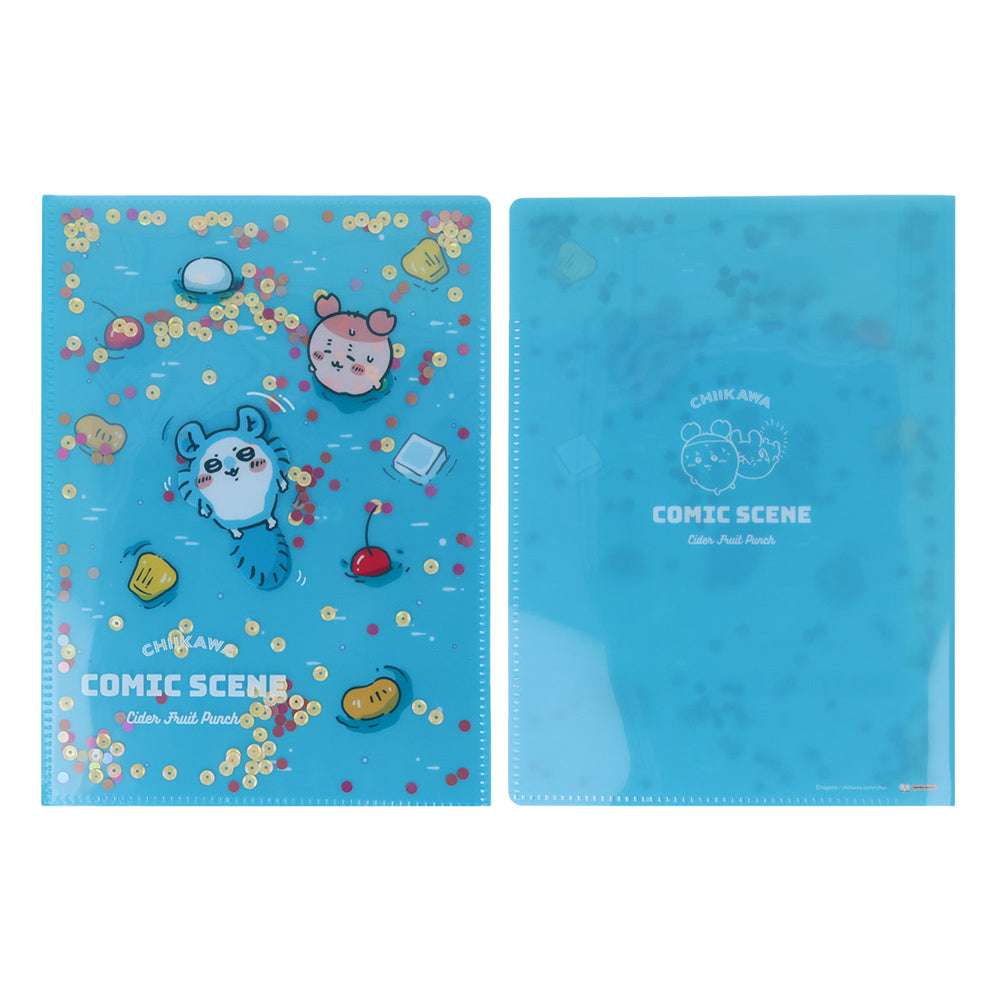 吉伊卡哇 閃片透明文件夾 A5W（水果冰·白天） ちいかわ スパンコール入クリアファイルA5W（フルーツポンチ・昼）