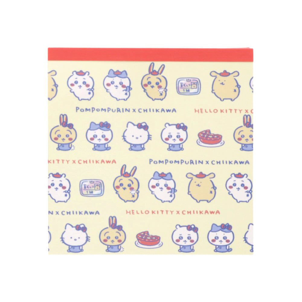吉伊卡哇×三麗鷗角色們 方形便簽紙（奶油色） ちいかわ×サンリオキャラクターズ スクエアメモ（クリーム）