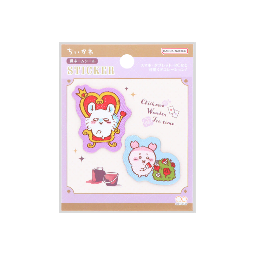 吉伊卡哇 編織名牌貼紙（奇妙茶時 莫莫加＆螃蟹） ちいかわ 織ネームシール（ワンダーランド モモンガ＆古本屋）