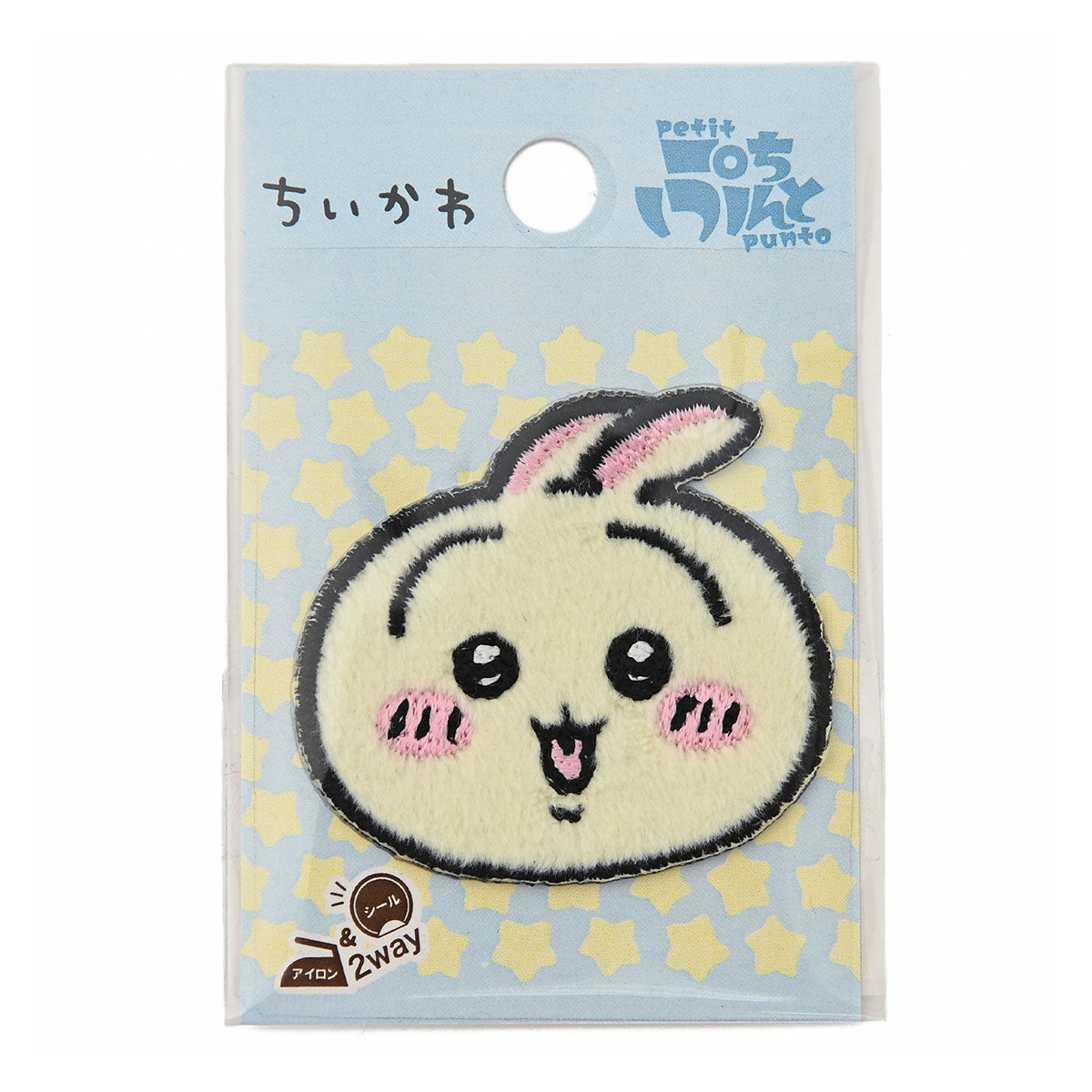 吉伊卡哇 刺繡毛絨布貼（兔子臉） ちいかわ ししゅうボアワッペン（うさぎフェイス）