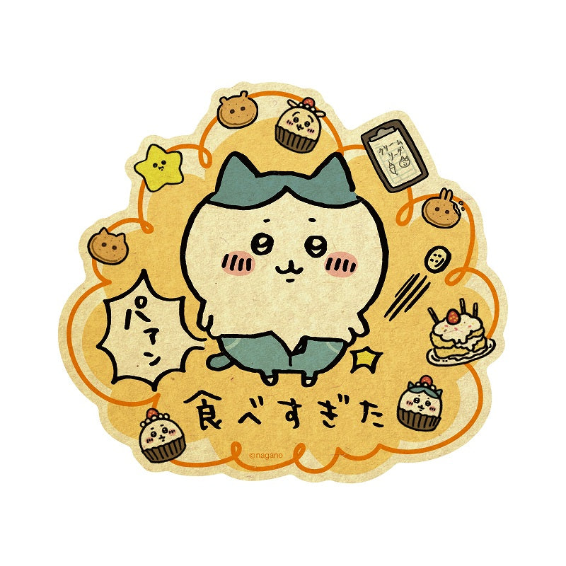 吉伊卡哇 旅行貼紙 吃太多肚子脹 ちいかわ トラベルステッカー 食べすぎてお腹出た