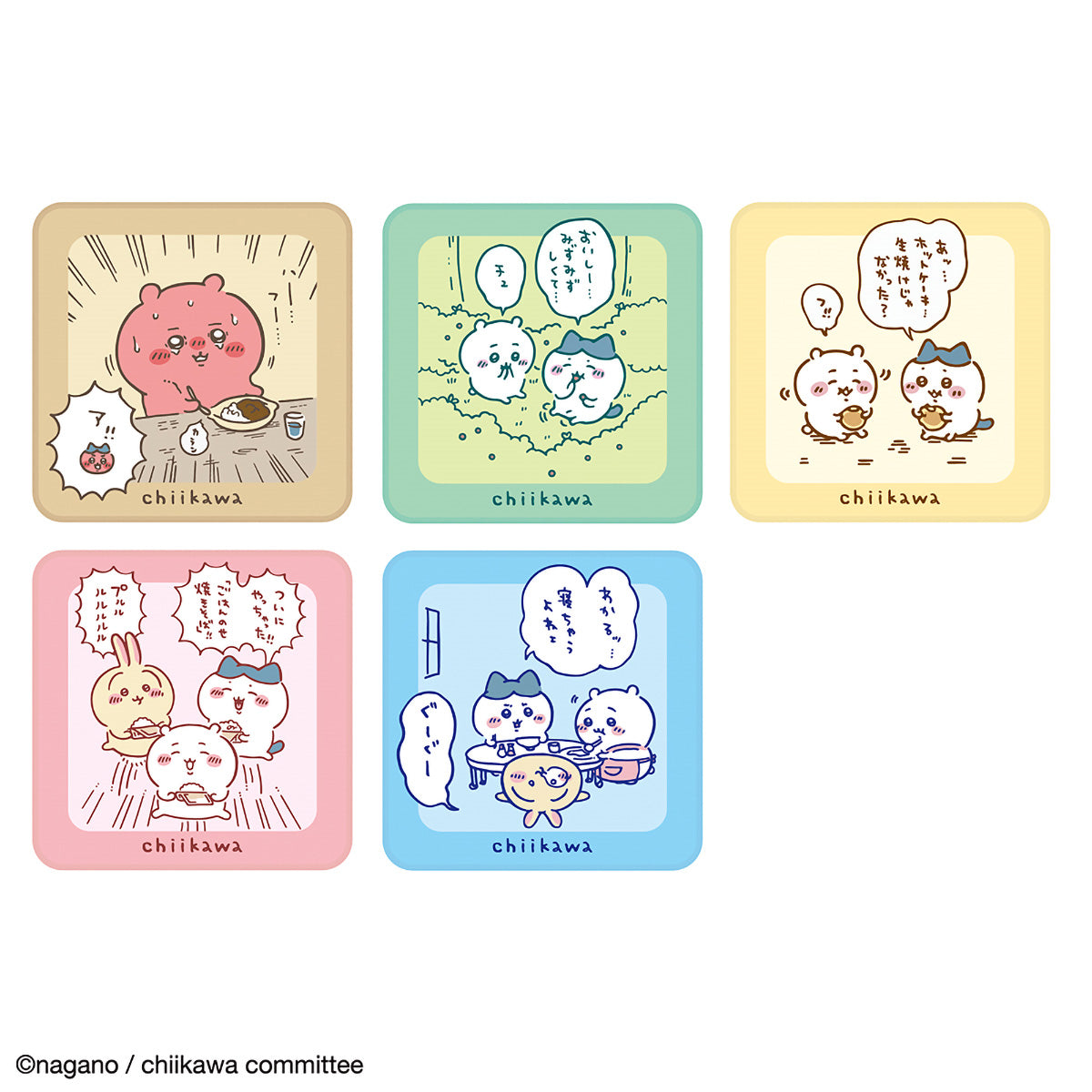 吉伊卡哇 迷你毛巾5P（最愛吃東西！） ちいかわ ミニタオル5枚組（食べるの大好き！）