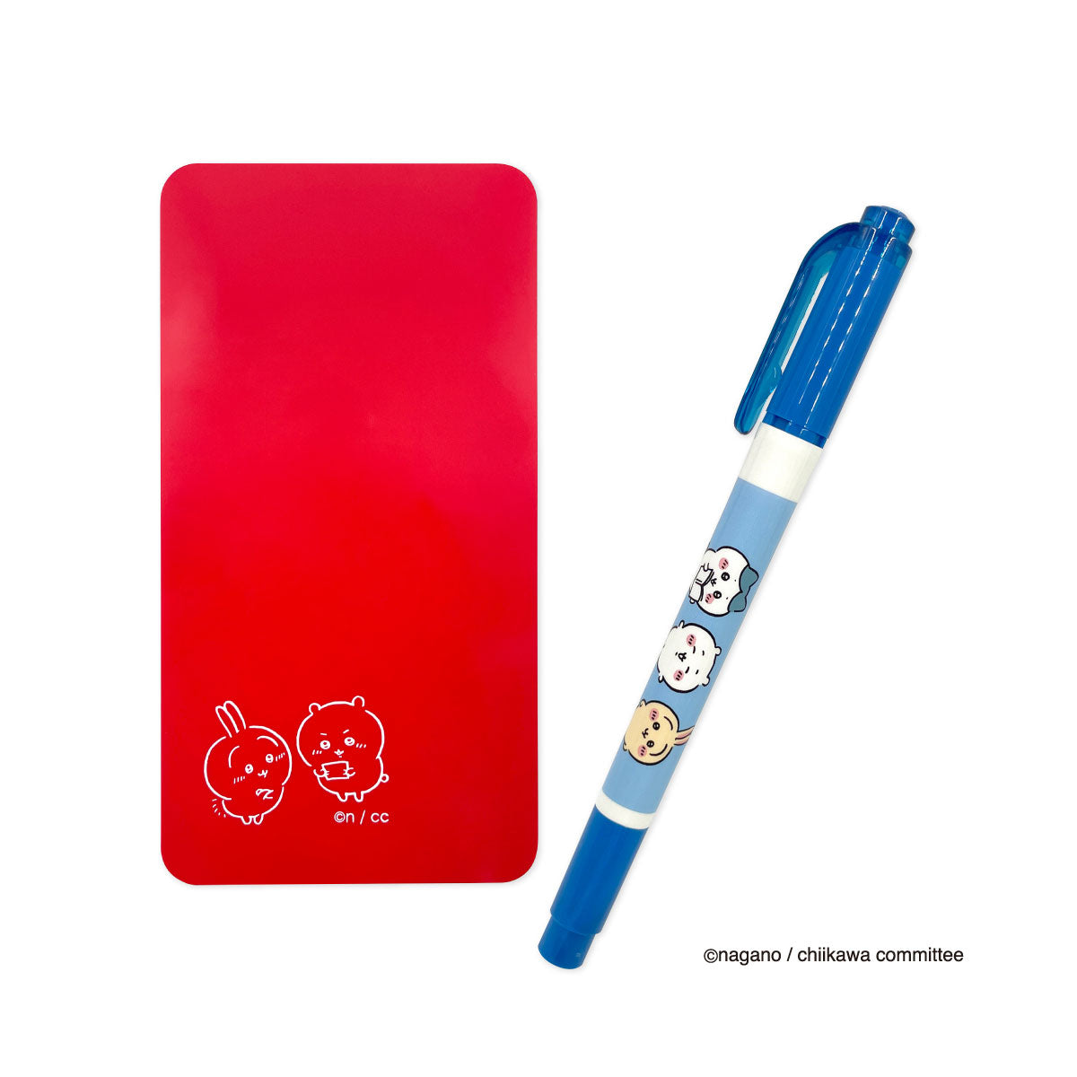 吉伊卡哇 格子筆套裝（紅色布面 吉伊卡哇＆兔子） ちいかわ チェックペンセット（あかシート ちいかわ＆うさぎ）