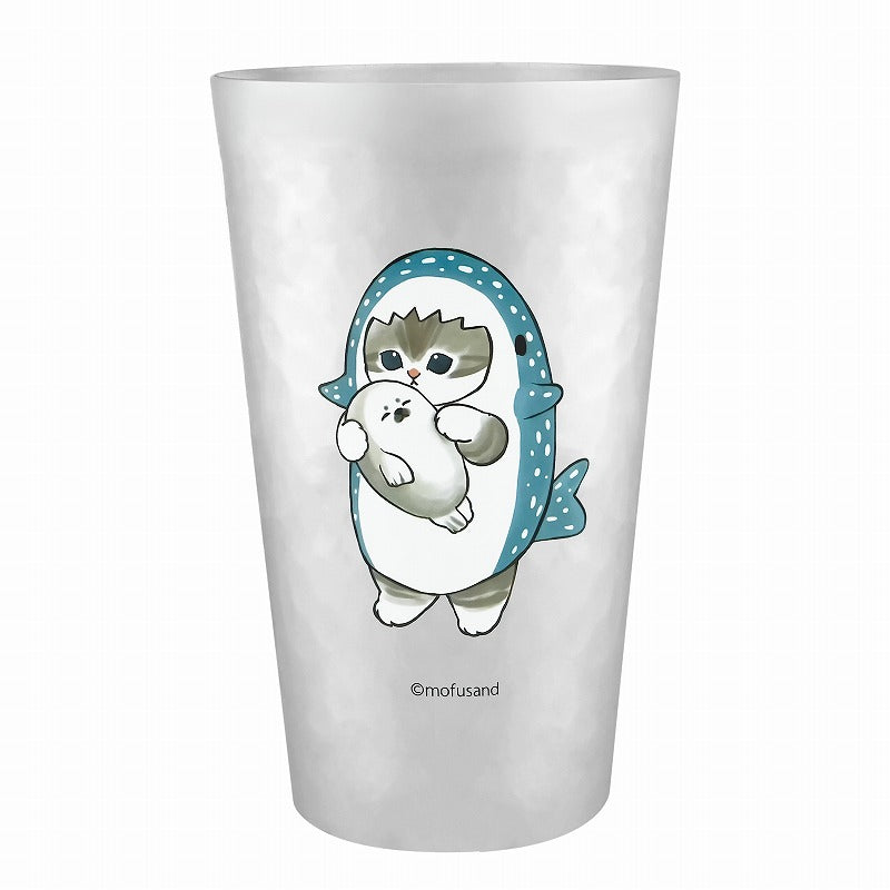 mofusand 鋁棕褐色450ml（鯊魚貓) mofusand アルミタンブラー450ml(サメにゃん)