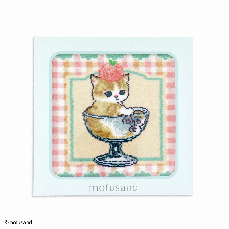 mofusand Shenir編織毛巾手帕（甜凍綠色） mofusand シェニール織タオルハンカチ(スウィートパフェ グリーン)