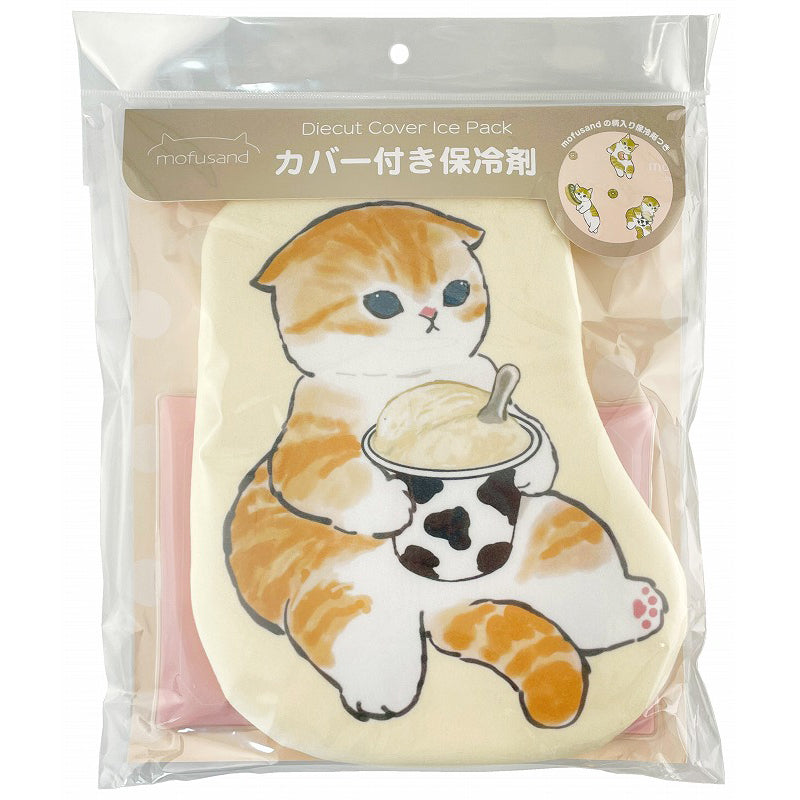 mofusand 帶直徑蓋（冰淇淋）的涼爽絕緣子 mofusand ダイカットカバー付き保冷剤(アイスクリーム)