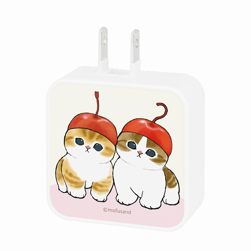 mofusand USB/USB Type-C AC適配器（櫻桃） mofusand USB/USB Type-C ACアダプタ(さくらんぼにゃん)