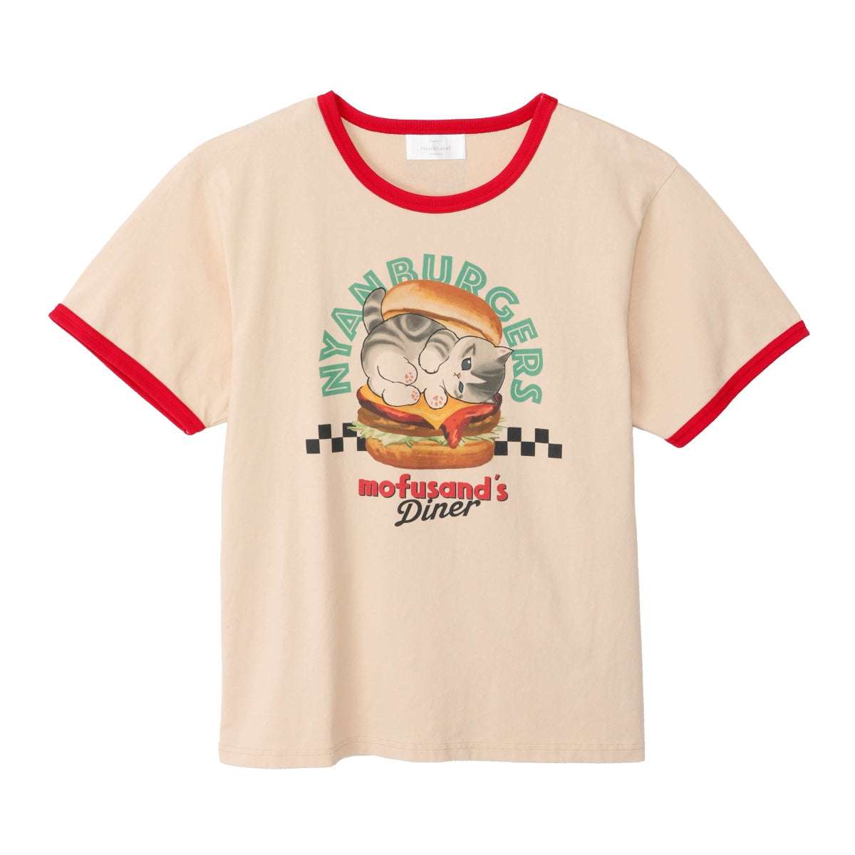 mofusand 美式餐廳 T恤 NYANBURGERS（棕色） mofusand ダイナー Tシャツ NYANBURGERS ブラウン