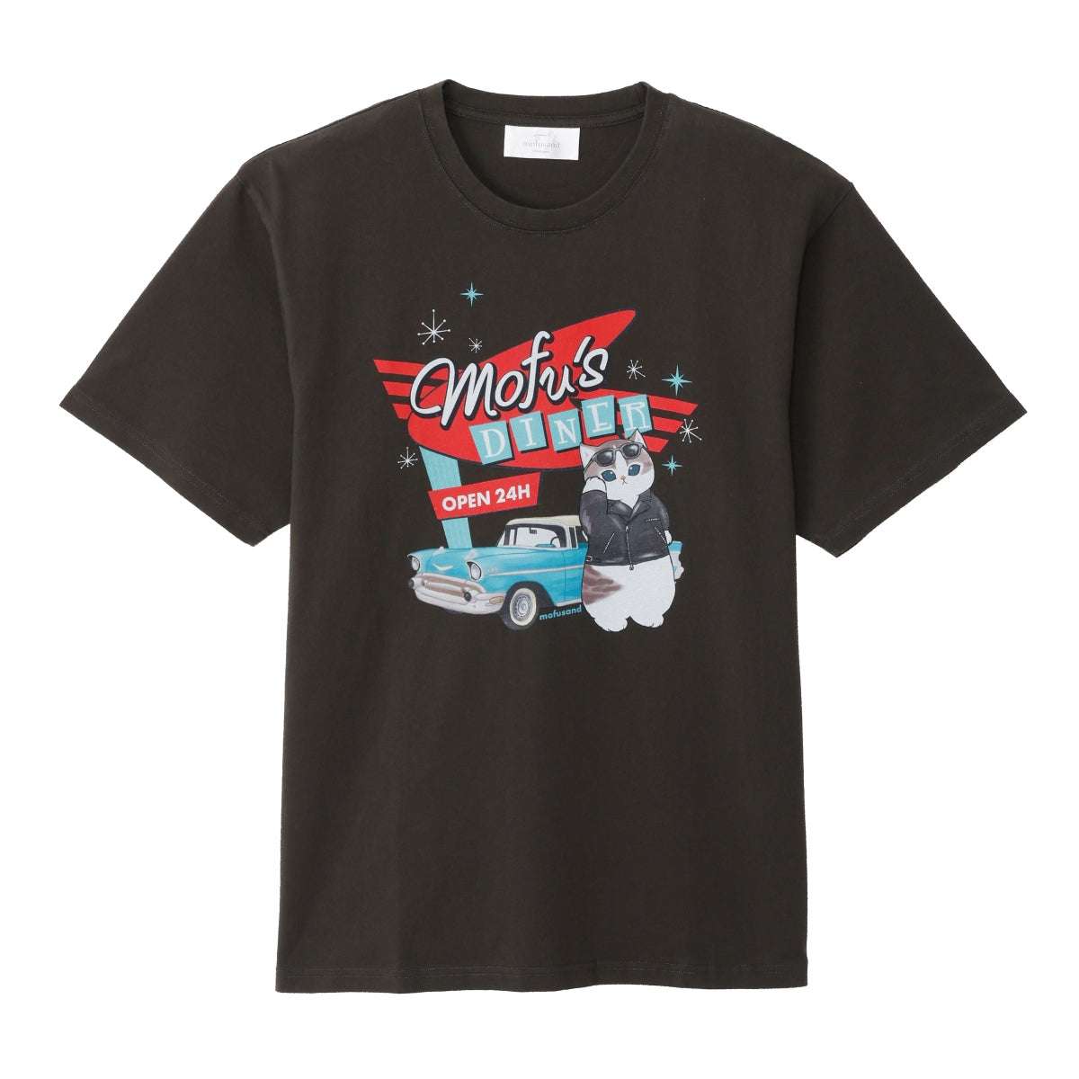 mofusand 美式餐廳 T恤 mofu’s DINER（炭灰色） mofusand ダイナー Tシャツ mofu’s DINER スミ