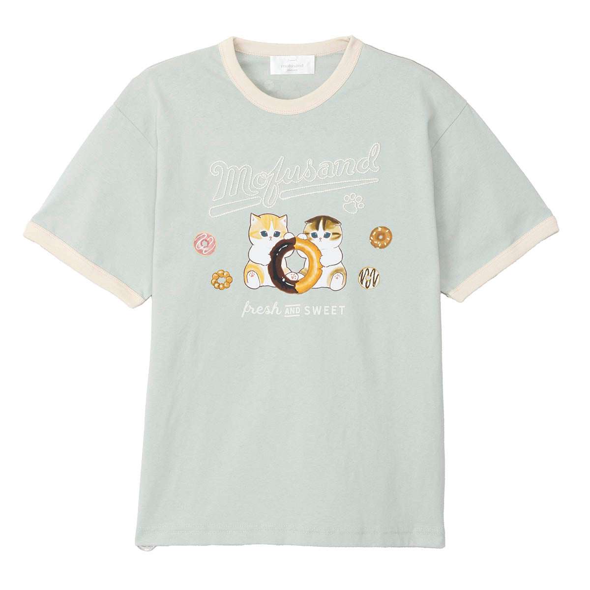 mofusand 咖啡與甜甜圈 T恤 甜甜圈款 薄荷綠 mofusand COFFEE AND DONUTS Tシャツ ドーナツ ミント