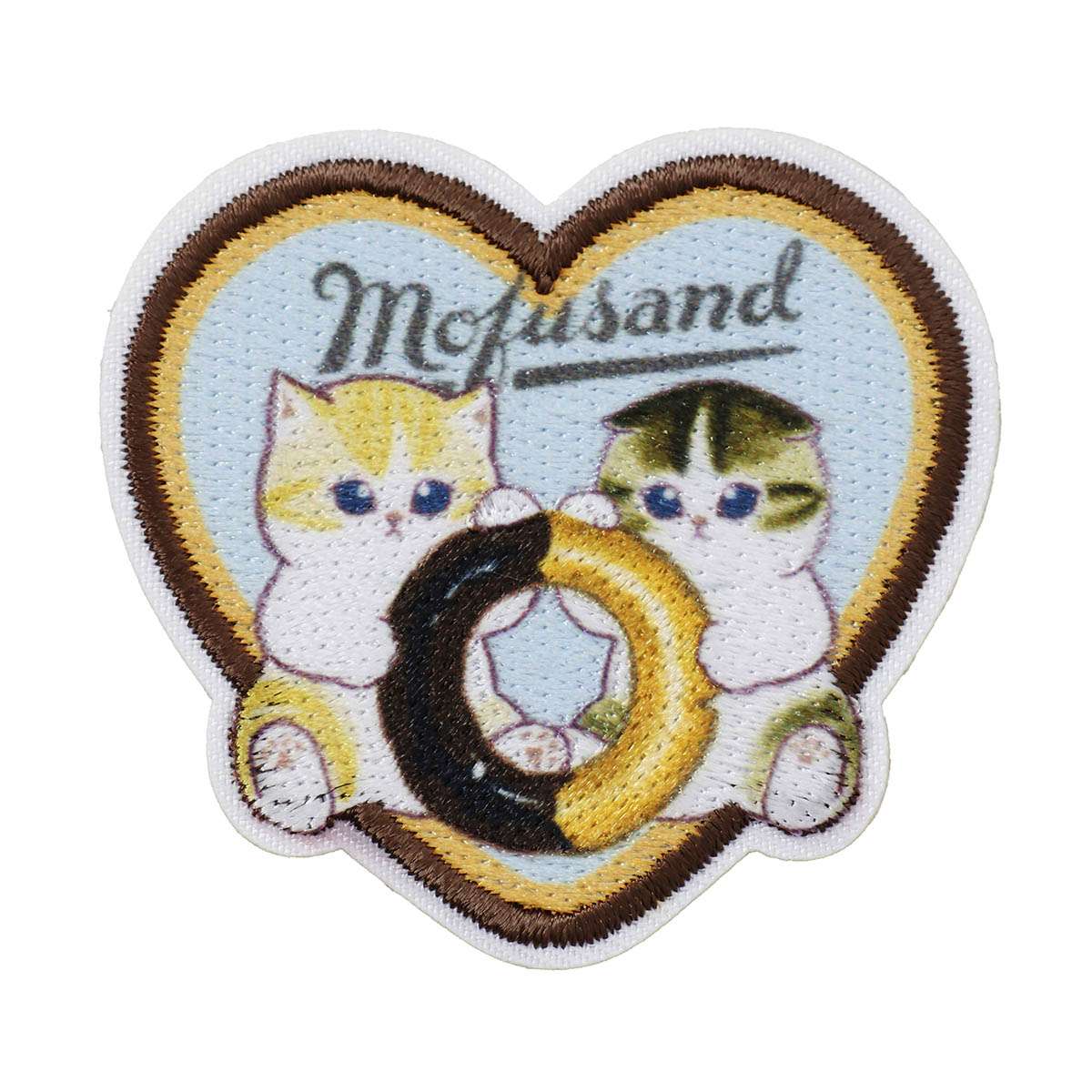 mofusand 咖啡與甜甜圈 刺繡貼布 愛心甜甜圈款（藍色） mofusand COFFEE AND DONUTS ワッペンシール ハートドーナツ ブルー