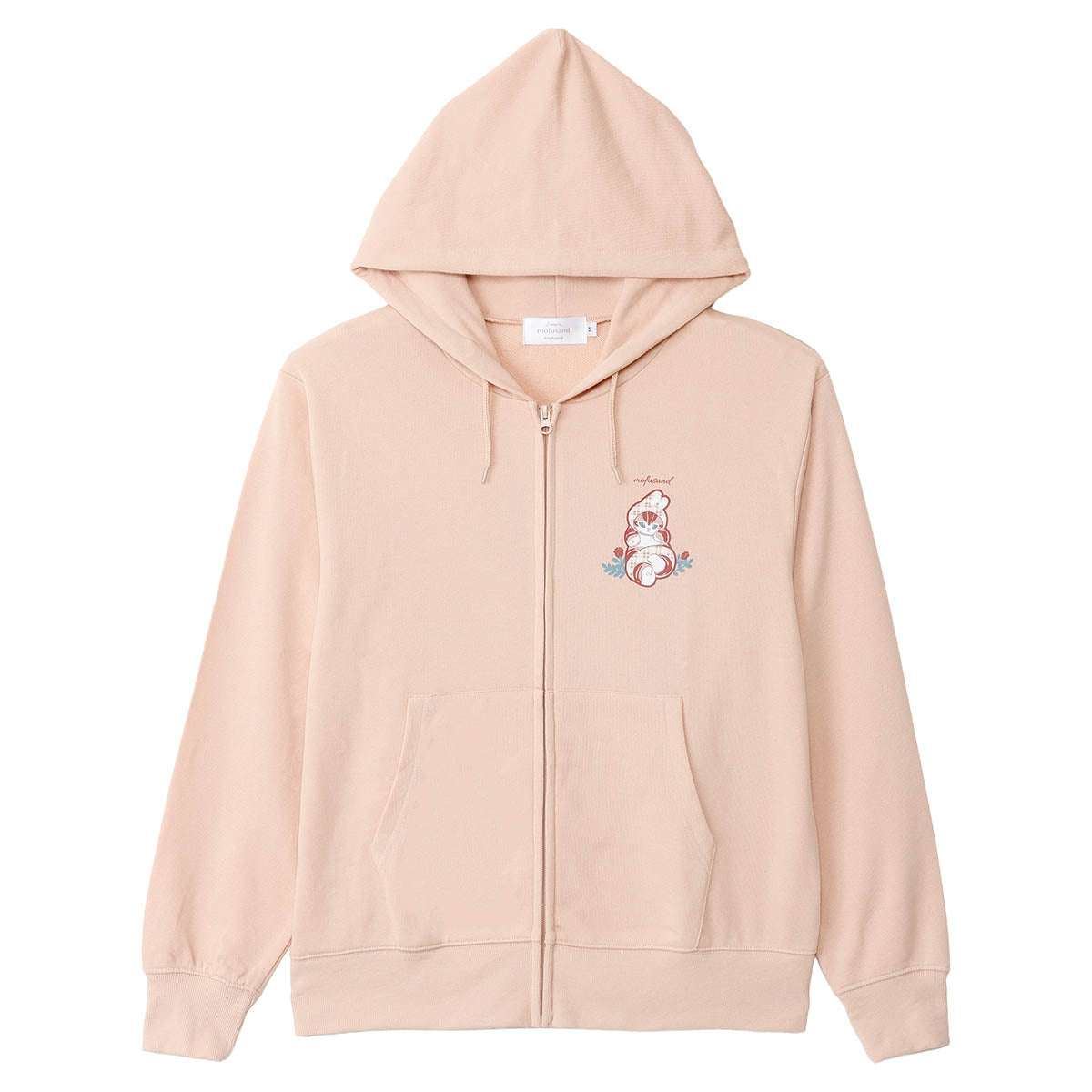 mofusand 田園格紋 拉鍊連帽衫 兔仔貓（原色） mofusand カントリーチェック ZIPパーカー うさにゃん ナチュラル