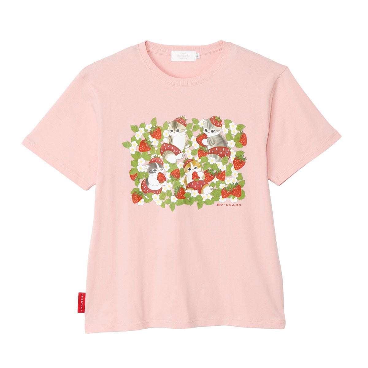 mofusand MERCI STRAWBERRY T恤 strawberry（粉色） mofusand MERCI STRAWBERRY Tシャツ strawberry ピンク