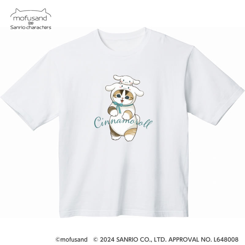 mofusand×三麗鷗 大T-襯衫肉桂白色 mofusand×サンリオキャラクターズ ビッグTシャツ シナモロール ホワイト
