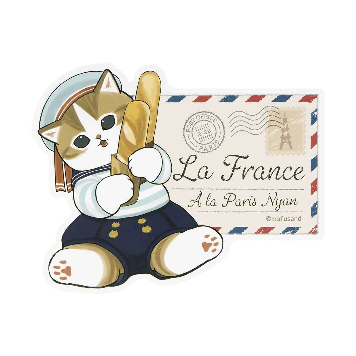 mofusand mofumofu旅行 大號貼紙(巴黎貓) mofusand もふもふジャーニー 大きめサイズステッカー(ア・ラ・パリにゃん)