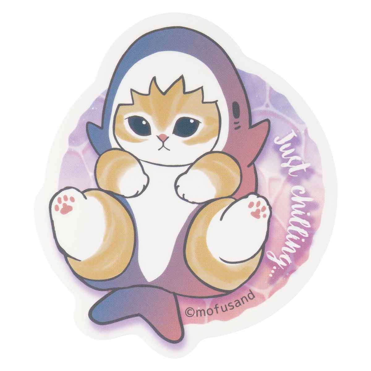 mofusand HELLO!鯊魚貓 貼紙(Just chilling...) mofusand HELLO!サメにゃん スマホに貼れるサイズのステッカー(Just chilling...)