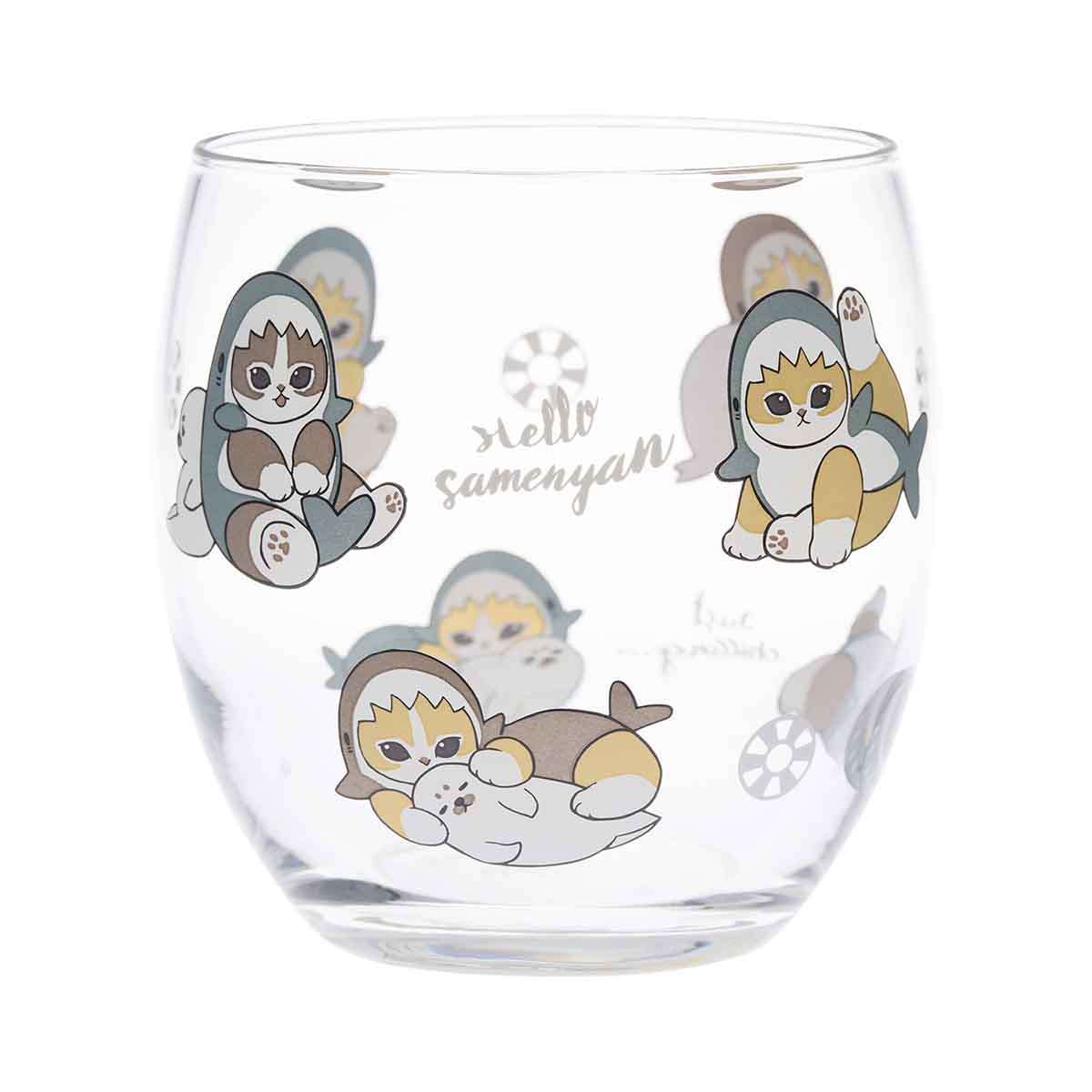 mofusand HELLO!鯊魚貓 玻璃杯 mofusand HELLO!サメにゃん コクーングラス