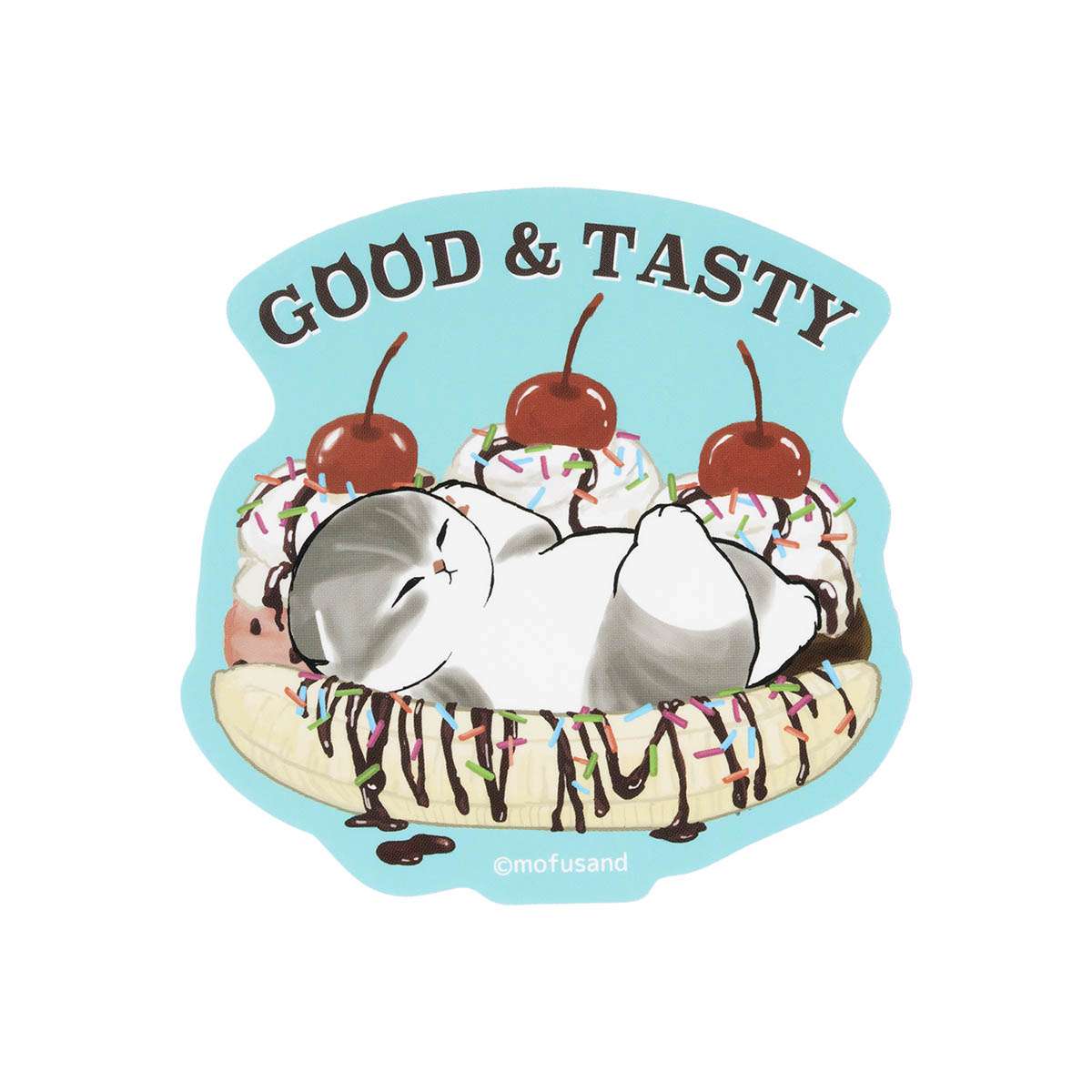 mofusand 美式餐廳 貼紙（甜點貓） mofusand ダイナー スマホに貼れるサイズのステッカー(にゃんこデザート)
