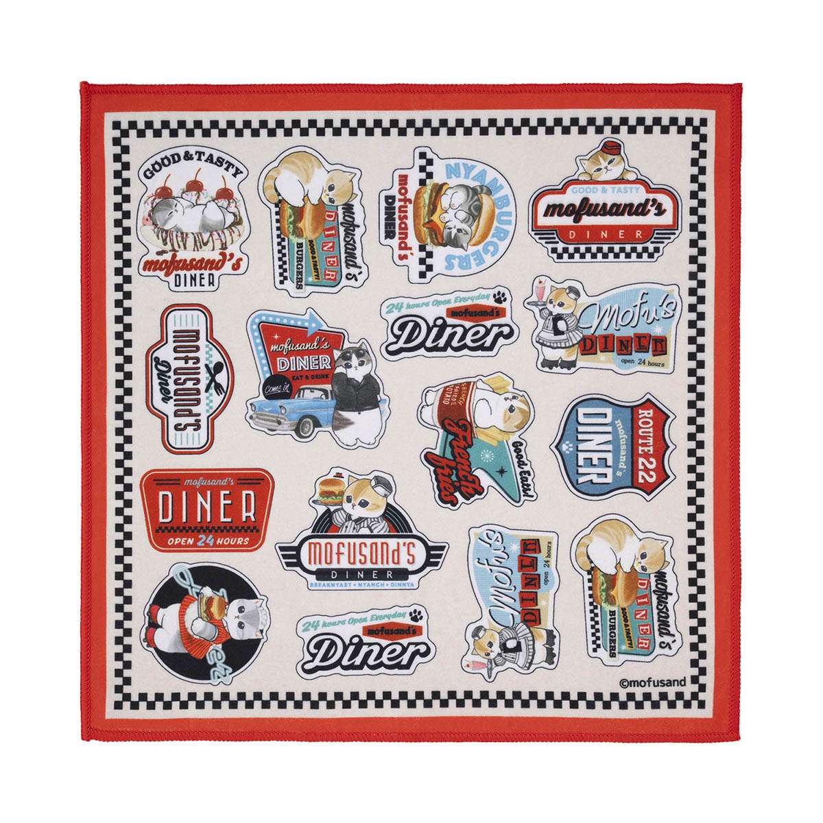 mofusand 美式餐廳 可黏貼多用途布 mofusand ダイナー ピタッとくっついて袋にもなるランチクロス