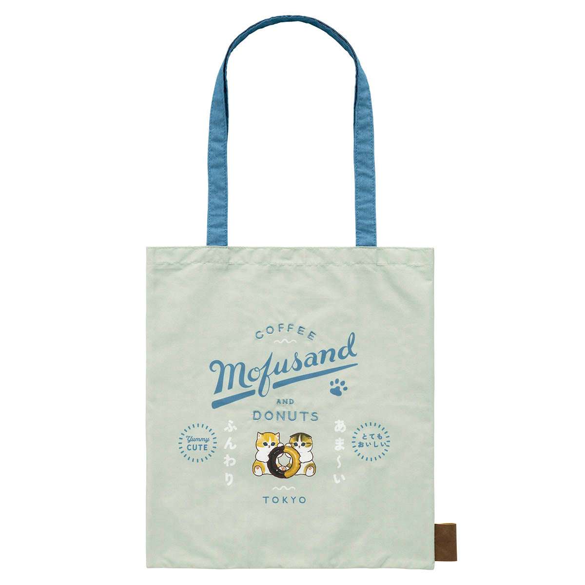mofusand 咖啡與甜甜圈 扁平托特包（藍色） mofusand COFFEE AND DONUTS フラットトートバッグ(ブルー)