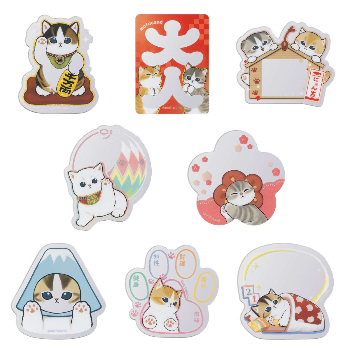 mofusand 喜慶貓 盲盒 鏡面貼紙（全8種） mofusand おめでたいにゃん 開運！トレーディングアクリルミラーステッカー(全8種)