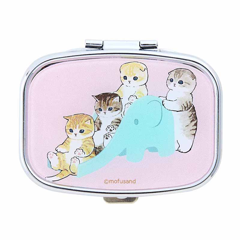 mofusand 緊湊型鏡子，帶有迷你存儲（滑動） mofusand ミニ収納付きコンパクトミラー(すべりだい)