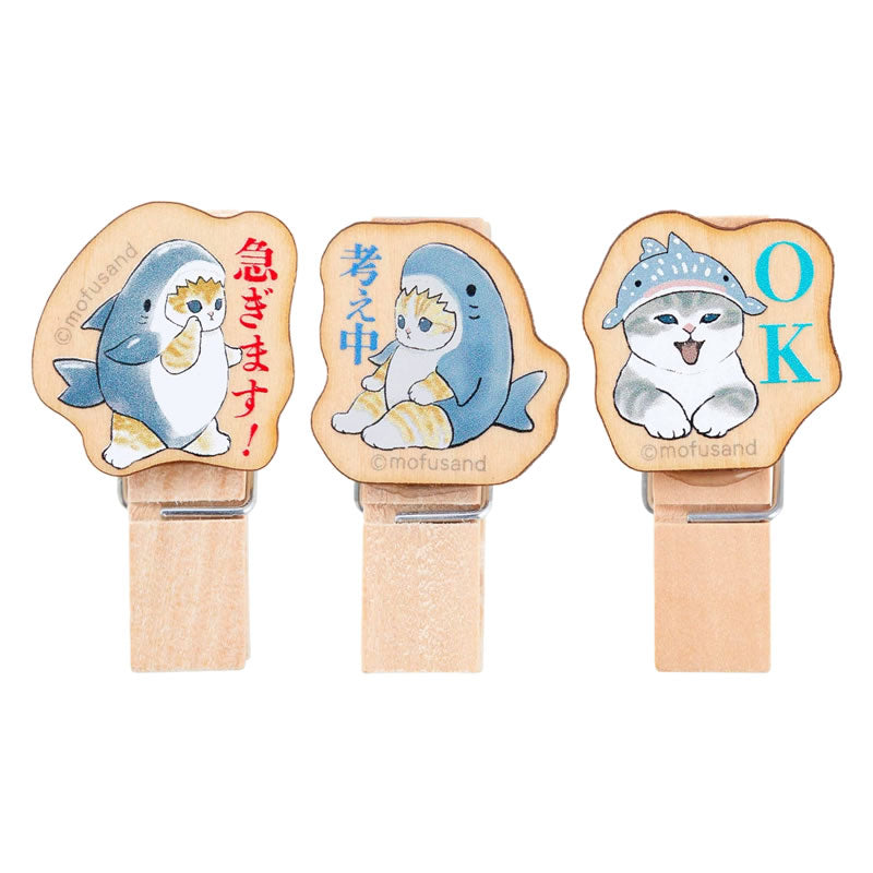 mofusand 木夾（鯊魚貓) mofusand ウッドクリップ(サメにゃん)