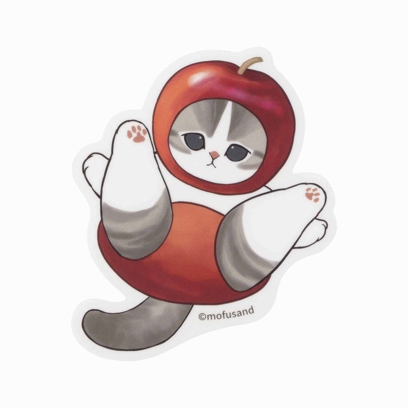mofusand 毛絨市集 可以粘貼在智能手機（蘋果）上的尺寸貼紙 mofusand もふもふマルシェ スマホに貼れるサイズのステッカー(りんご)