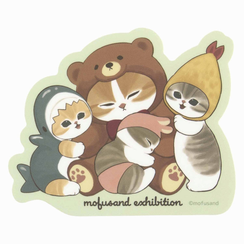 mofusand可以粘貼在展覽智能手機（套裝）上的馬特貼紙（套件）泰迪熊貓) mofusand展 スマホに貼れるサイズのマットステッカー(集合テディベアにゃん)