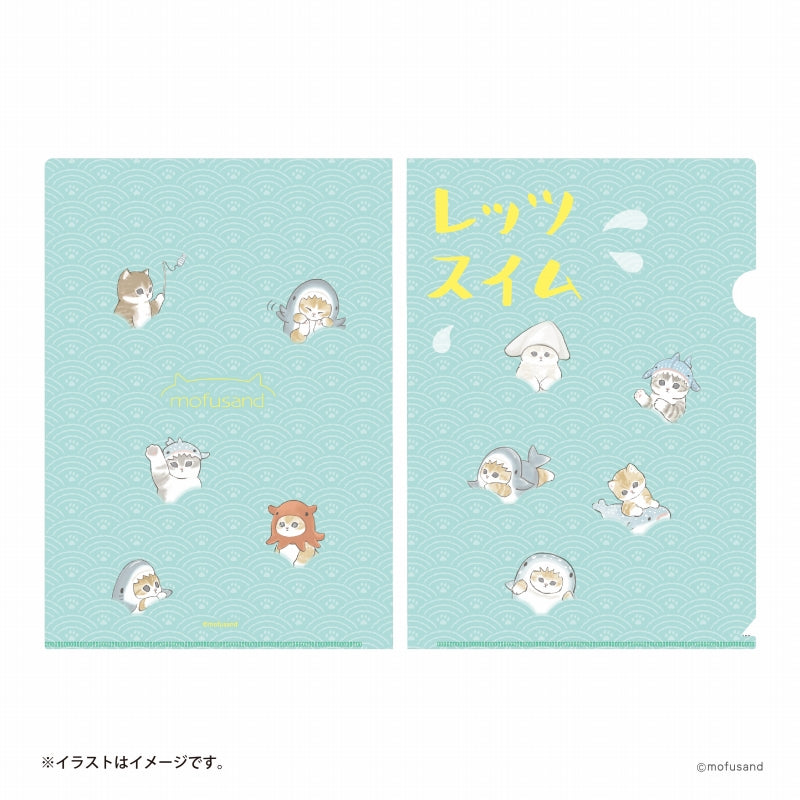 mofusand 鯊魚貓我們的清晰文件（讓我們游泳） mofusand サメにゃんたちの クリアファイル(レッツスイム)