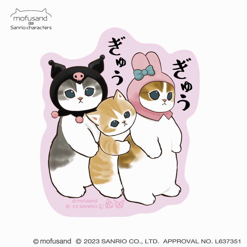 mofusand×三麗鷗 可以粘貼在智能手機（GYU -GYU）上的清晰貼紙 mofusand×サンリオキャラクターズ スマホに貼れるサイズのクリアステッカー(ぎゅうぎゅう)