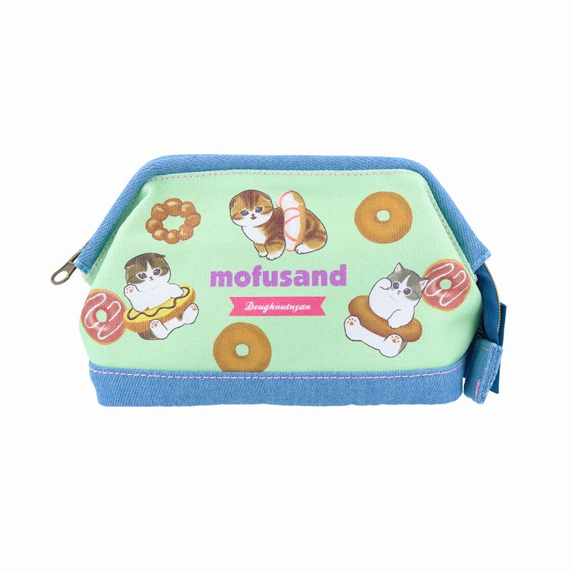 mofusand 牛仔袋線（甜甜圈Nyan） mofusand デニムポーチ ワイヤー入(ドーナツにゃん)
