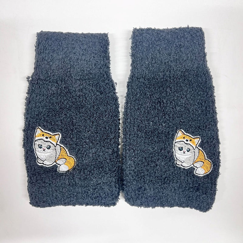 mofusand 棉花糖臂wormer（Katsune Nyan刺繡黑色） mofusand マシュマロアームウォーマー(きつねにゃん刺繍 ブラック)