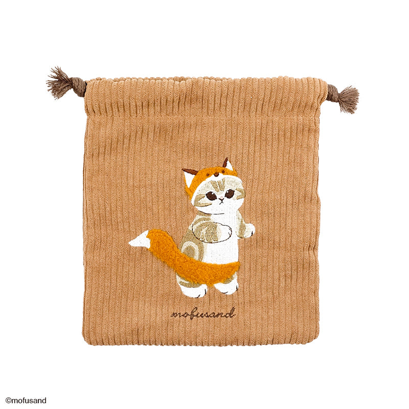 mofusand 繩子刺繡鑽孔（Kitsune） mofusand 巾着 刺繍ボア(きつね)
