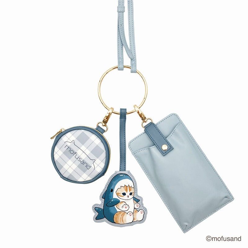 mofusand 連續3個肩袋（鯊魚貓) mofusand 3連ショルダーポーチ(サメにゃん)