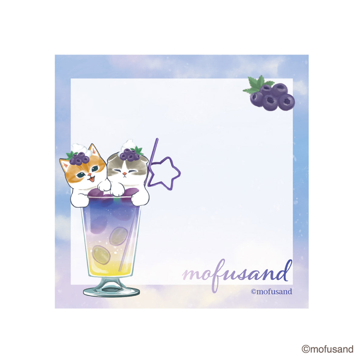 mofusand 粘稠的多彩蘇打（藍色） mofusand 付箋 カラフルソーダ(ブルー)