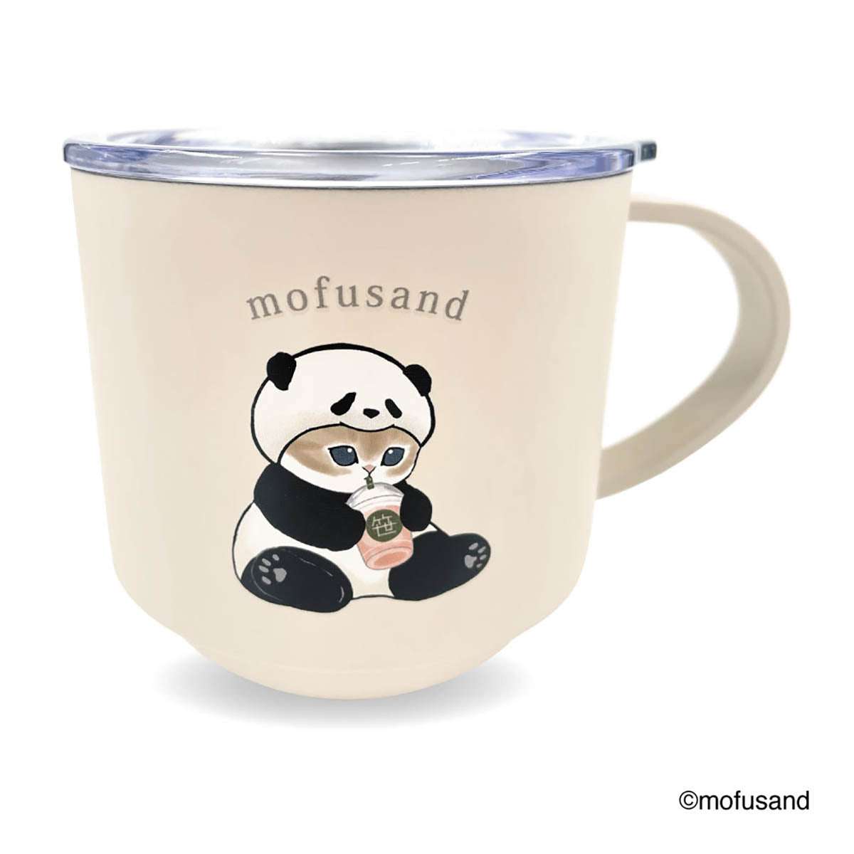 mofusand 可堆疊不鏽鋼杯附蓋（熊貓貓） mofusand スタッキング蓋つきステンレスマグ(パンダにゃん)